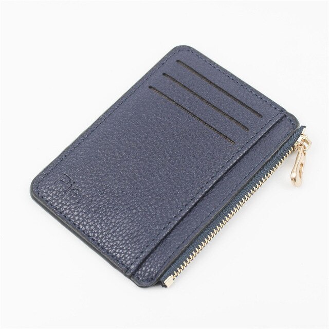 1pcs Slim Women Card Holder Pu Leather Unisex Zipper Business Card Case Men Credit Mini Cards Holder Wallet: Royal blue