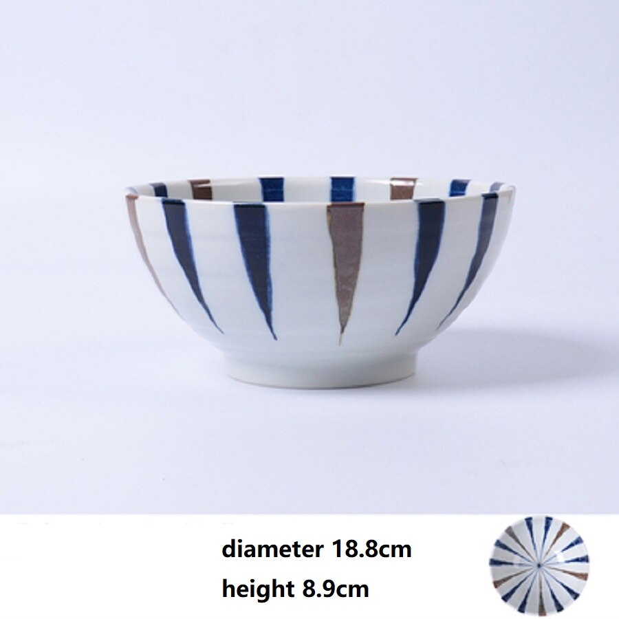 1 Pc Japanse Schotel Plaat Keramische Onderglazuur Retro Creatieve Lijnen Eenvoudige Exquise Huishouden Gemaakt In Japan: Diameter 18.8cm
