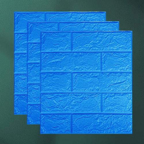 10Pcs 3D Brick Wall Sticker Waterproof Self-Adhesive Easy to Clean XPE 3D Brick Background Wall Sticker DIY Wallpapers: Royal Blue