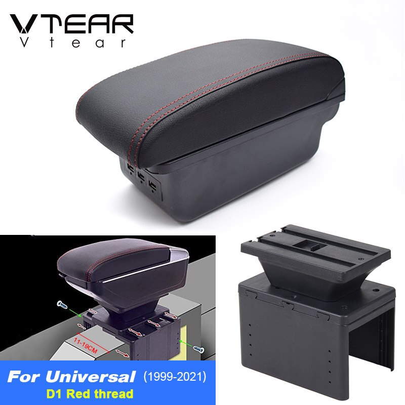 Vtear Voor Renault Megane Twingo Armsteun Interieur Center Console Storage Box Armsteun Auto-Styling Decoratie Accessoires Onderdelen: D Red thread