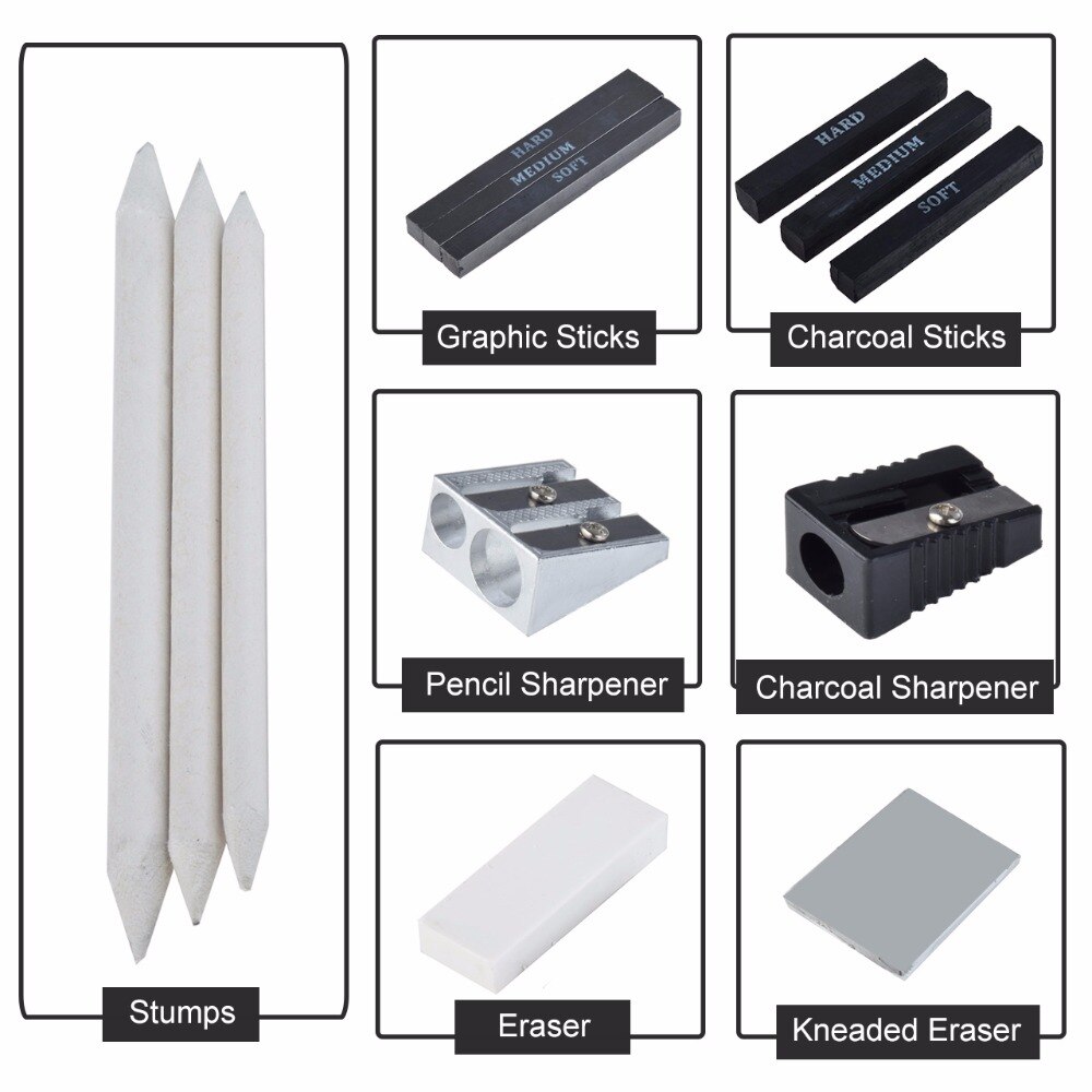 1 Set Drawing and Sketch Kit Sketching Set Graphite & Charcoal Pencils Sketchbook Art Drawing Supplies Set for Artists