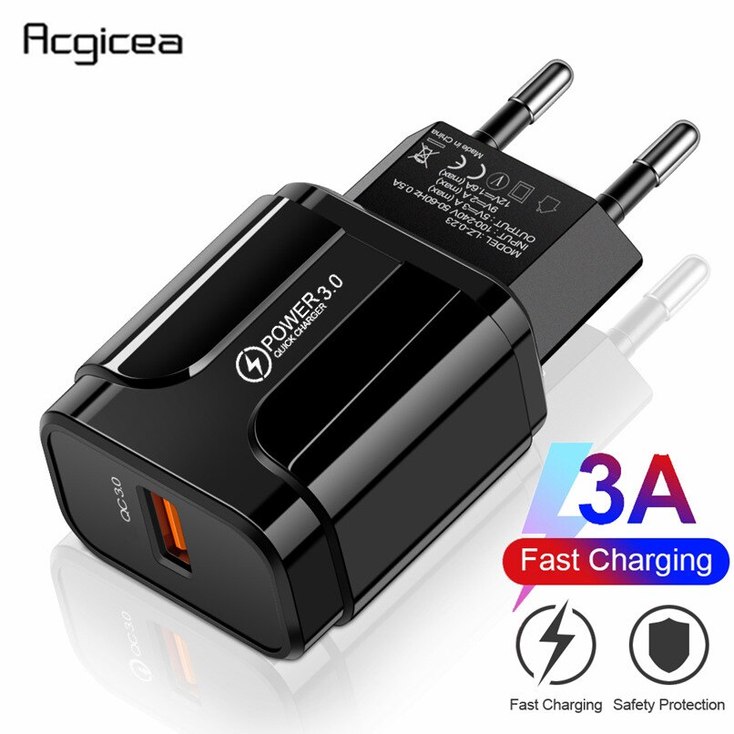 Eu Ons Usb Telefoon Oplader Quick Charge 3.0 Snel Opladen Voor Power Bank Voor Samsung S9 Huawei Telefoon Tablet 5V 3A Universele Lader