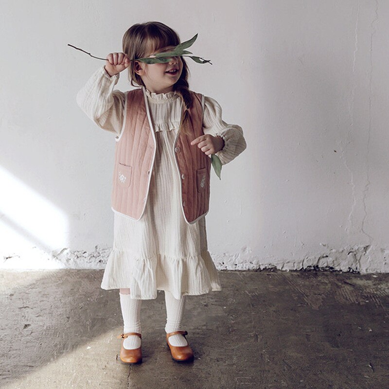 Enkelibb Mooie Kids Meisjes Bloemen Vest Winter Dikke Katoenen Vesten Su Korea Stijl Baby Kleding Tops