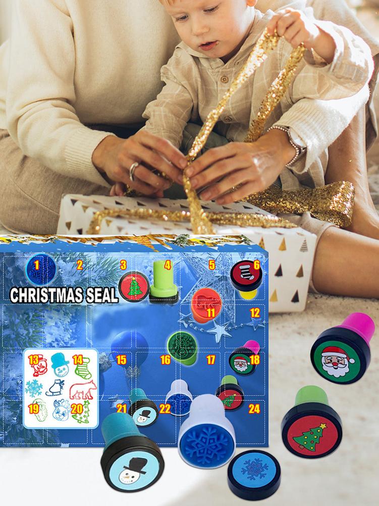 Christmas Advent Calendar 24 Days Calendar With Round Stamps Advent Calendar For Kids Countdown Calendar