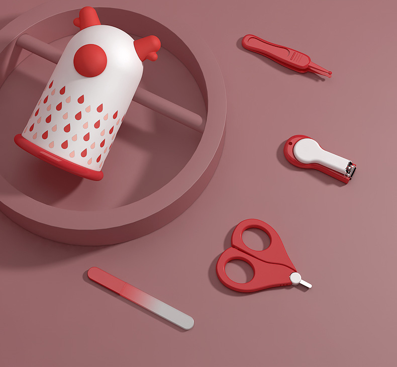 Baby Nagelknipper 4 Delige Set Leuke Cartoon Dier Baby Nagelknipper Kind Veiligheid Nagelknipper Babyverzorging SetLB416: color1