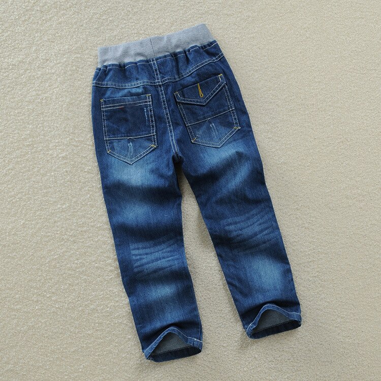 Höst vår causal barn jeans långbyxor baby för pojkar 100%  bomull denim barn jeans byxor mörkblå 2t-14t