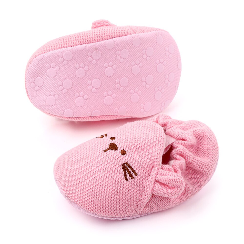 Zapatos para recién nacidos, zapatillas para bebés, niños y niñas, zapatos de cuna de punto, calzado de punto antideslizante de ganchillo con dibujos animados de ratón