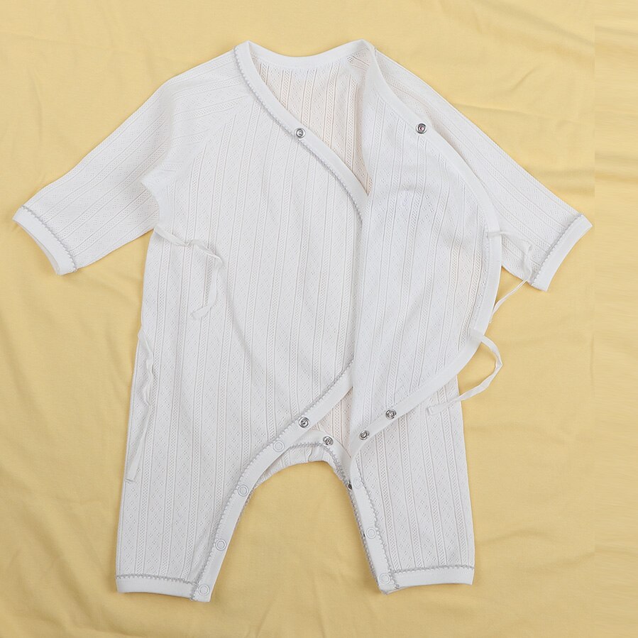 Baby Kleding Pasgeboren Baby Zomer Mesh Romper Baby Katoenen Jumpsuit Jongen Meisje Lange Mouw Kimono Gewaad Pyjama Kid Kleding wit