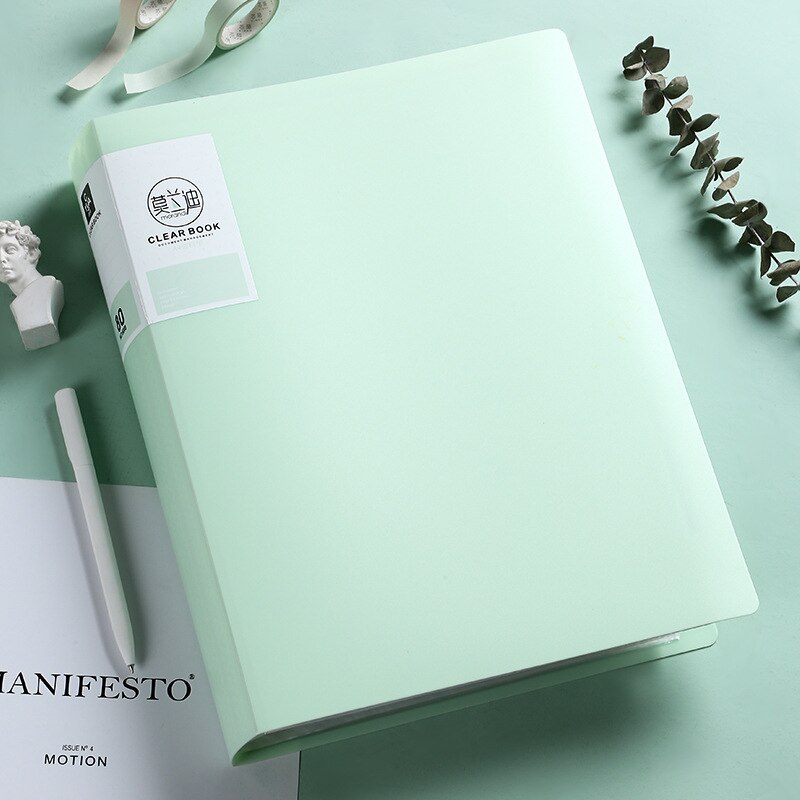 40 60 80 Pages A4 Size A4 Information Book Folder Storage Rganizer Book Multi-layer Loose-leaf Folder Student Office File Book: 80 pages green