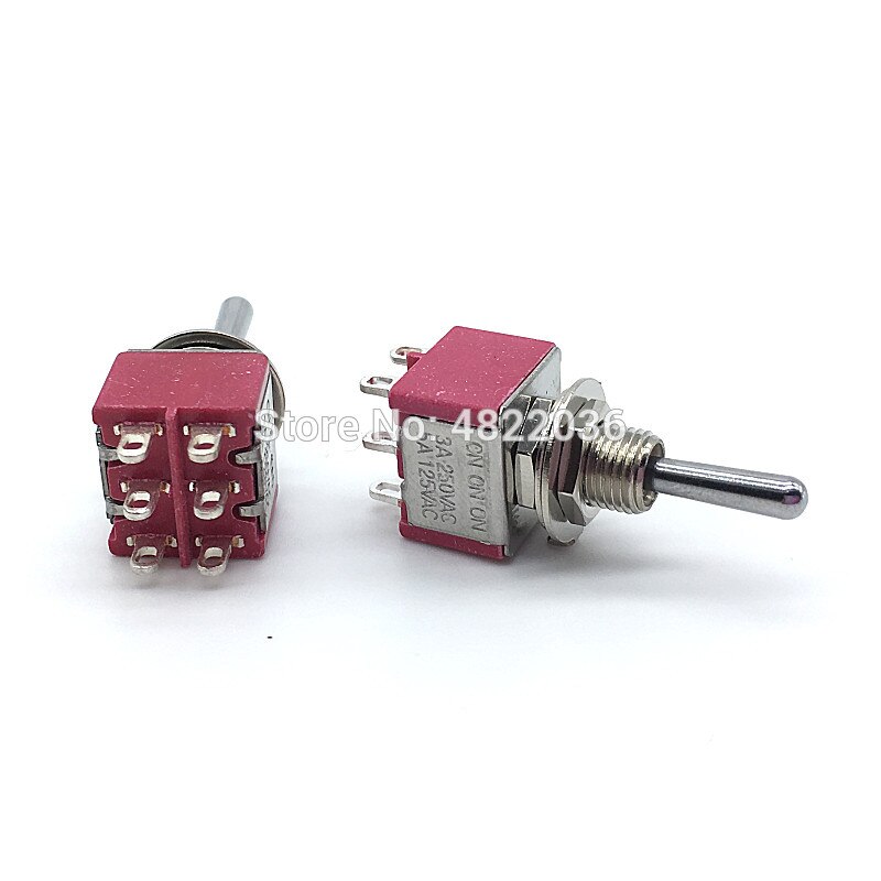 2 Pcs T812 Locking Tuimelschakelaar T80-T Op Op Op 3A/250V 5A/125V 6 Mm 6PIN SP3T 3 Manier Schakelaars