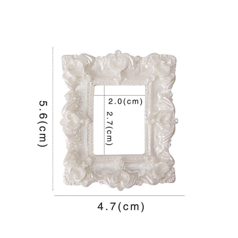 Durable DIY Resin Photo Frame Rustic Miniature Mini Mirror Props 3D Mirror Small Model Phone Shell Material: light green