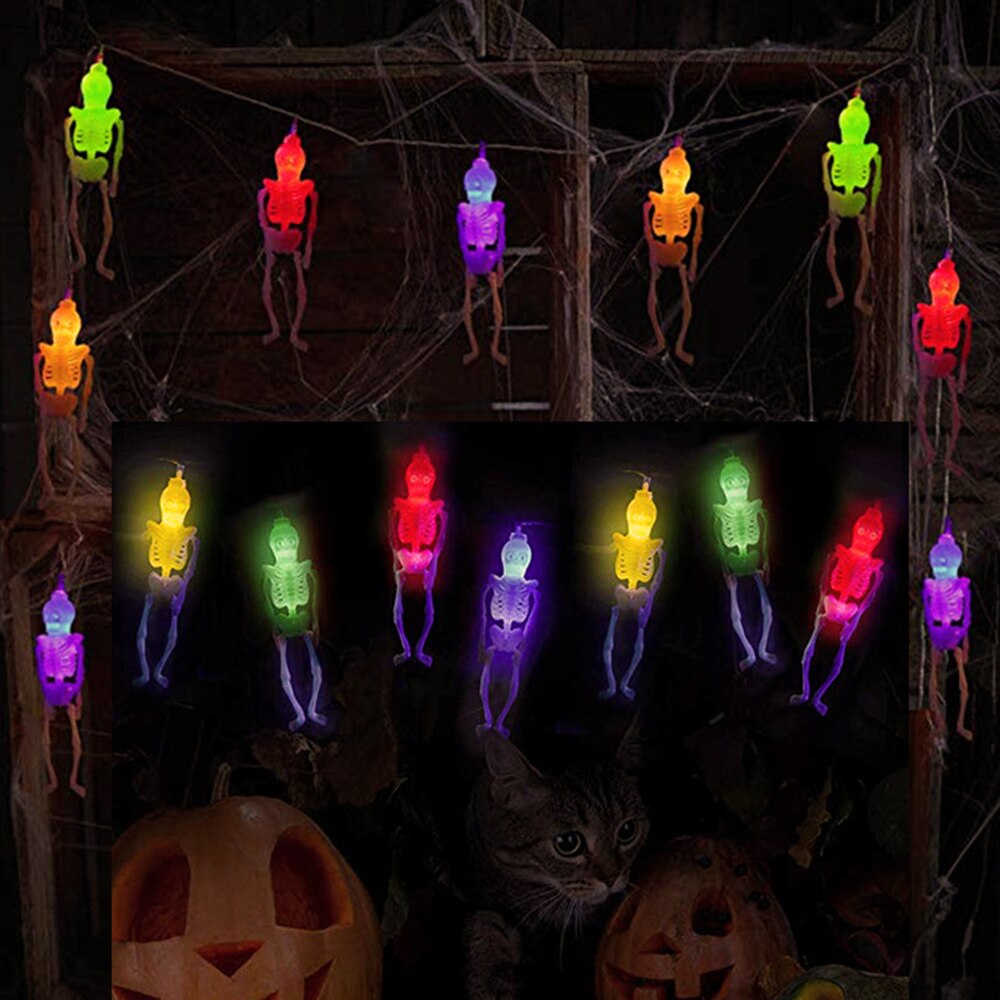 Halloween Lights String 10/20 LED Pumpkin Spider Bat Skull Light Battery Operated for Indoor Outdoor Party Decorations