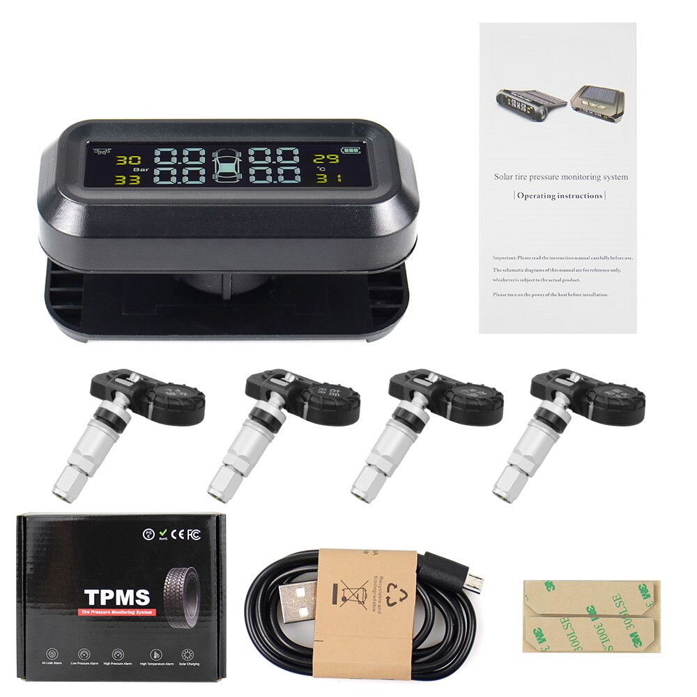 4 external tyres car tire pressure monitoring systems external sensors auto wheel pressure gauge tester security alarm bar psi