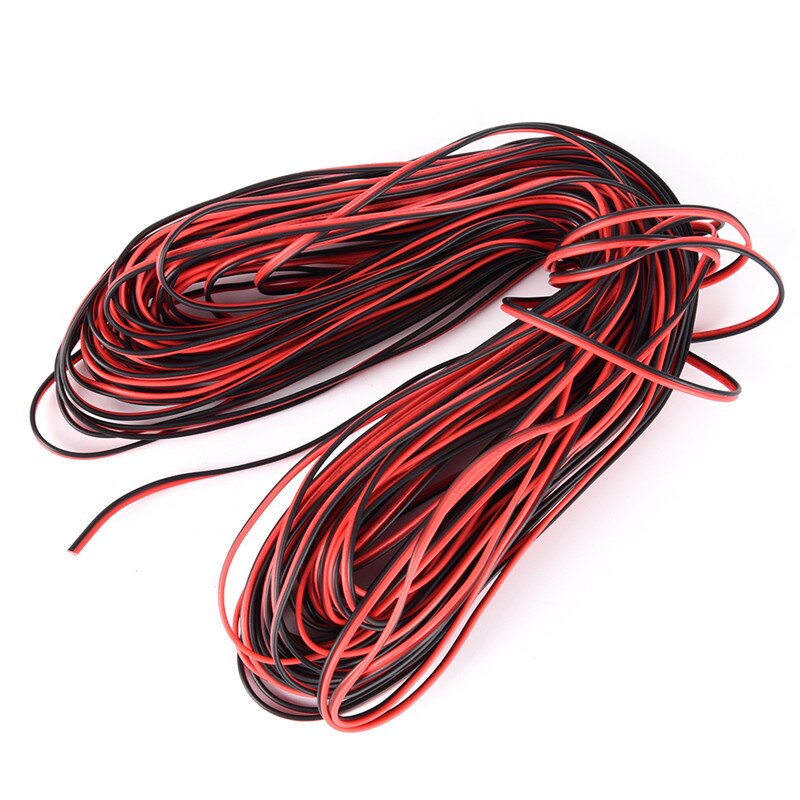1pc 10m 22AWG Black with Red led wire Cable