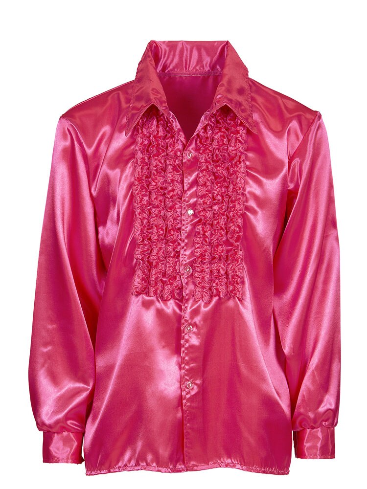 widman camisa de chorreras fucsia, años 70, varias tallas, disfraz de hombre adulto, para fiestas, carnaval, despedidas