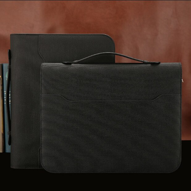 A4 File Folder Notebook Briefcase with Calculator Padfolio PU Leather Binder Manager Document Organizer Classeuer Hand Clip File