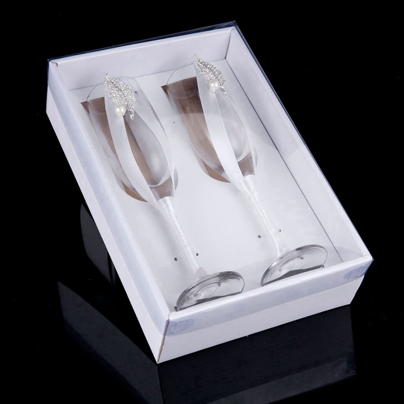 2Pc/Set Bridal and Groom Champagne Flutes Wedding Glasses Set Cup Toasting Goblet for Weddings Party