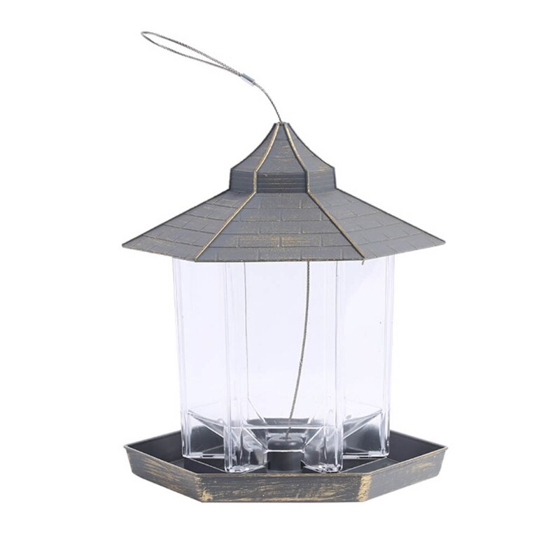 panorama karmnik dla ptaków plastikowy karmnik dla ptaków robić dekoracji ogrodu zewnętrzny ptak H58C: Złota