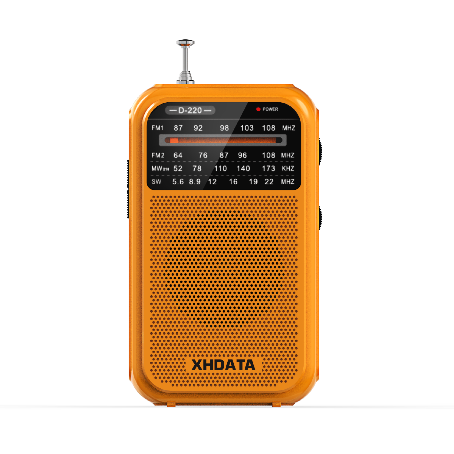 XHDATA D-220 Vintage Retro Radio FM 1-2/MW (9K/10K) /SW 4-pasmowe przenośne radio kieszonkowe o wysokiej czułości DSP Radio cyfrowe D220: Pomarańczowy