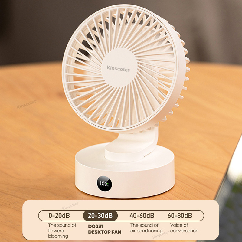 Mini ventilador de sobremesa silencioso de gran potencia de viento Ventilador inalámbrico recargable de 5 velocidades Ventilador pequeño con pantalla para estudiantes de oficina