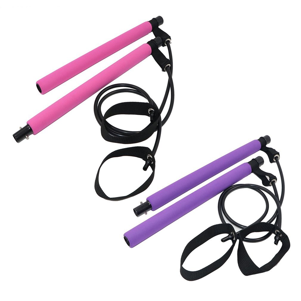Multifunctional Pilates Bar with Resistance Band Yoga Pull Bar for Gym Fitness Bodybuilding Training Sports