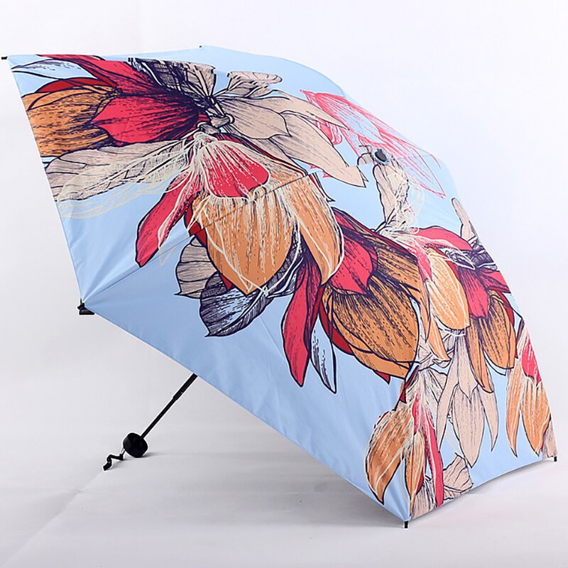 Yada ins store blomster mønster 5- folde regnfuld mini lomme paraply til kvinder mænd anti-uv små parasol plante paraplyer  yd200297