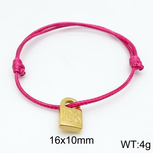 Women Men Silver Color Gold Stainless Steel key UNO de 50 Lock Black Red Blue Pink Cotton Rope Bracelet Jewelry: 13