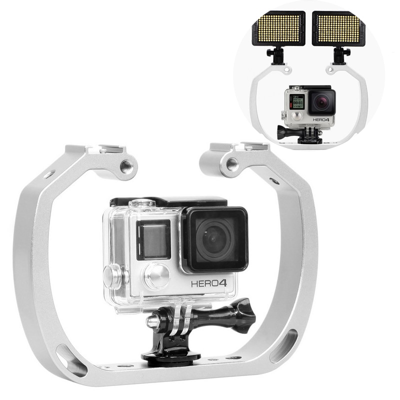Estabilizador de soporte manual de doble brazo, agarre manual para buceo, equipo de fotografía subacuático para Cámara de Acción GoPro Hero Xiaomi Yi