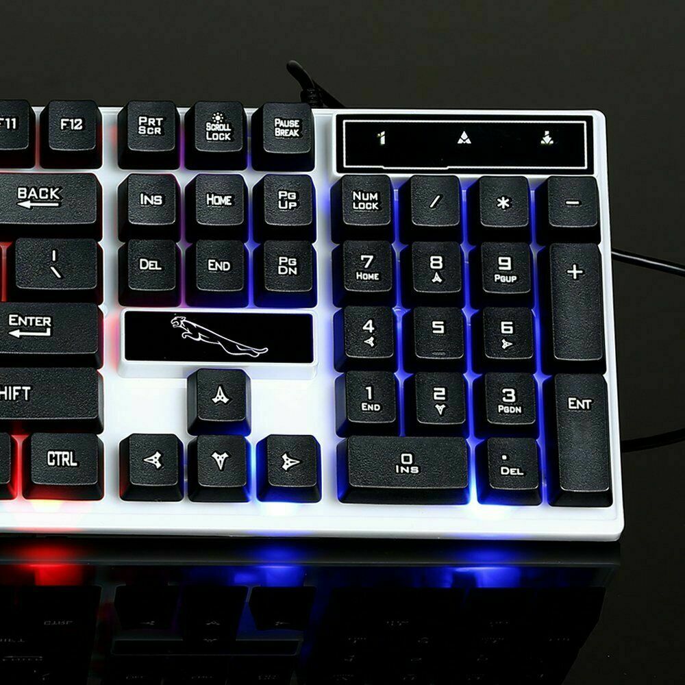 Kleurrijke led verlichte usb bekabelde pc regenboog gaming toetsenbord muis set gamer gaming muis en toetsenbord kit thuiskantoor