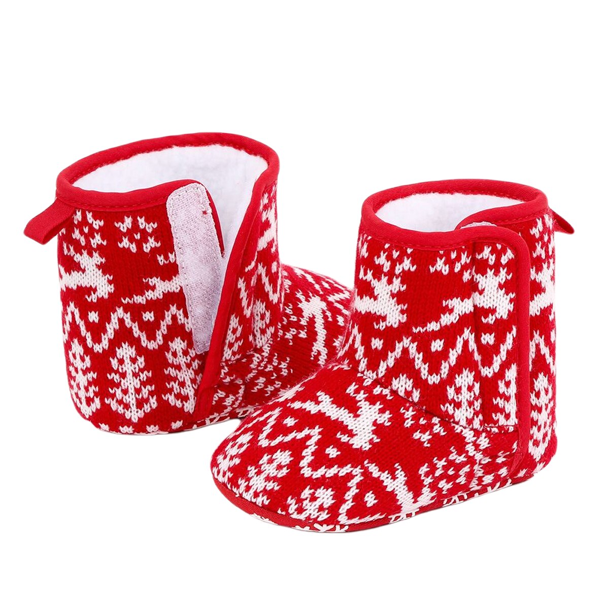 FOCUSNORM-Botas de Navidad para bebés, niñas y niños, 2 colores, gancho media pantorrilla, botas planas