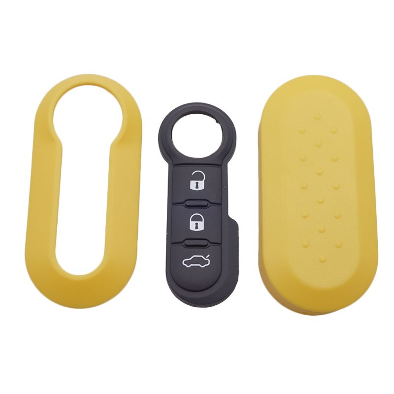 Cocolockey-Funda de mando a distancia para coche, almohadilla de reemplazo para Fiat 500, Panda Punto Bravo, almohadilla con botón de goma, 3 botones: yellow