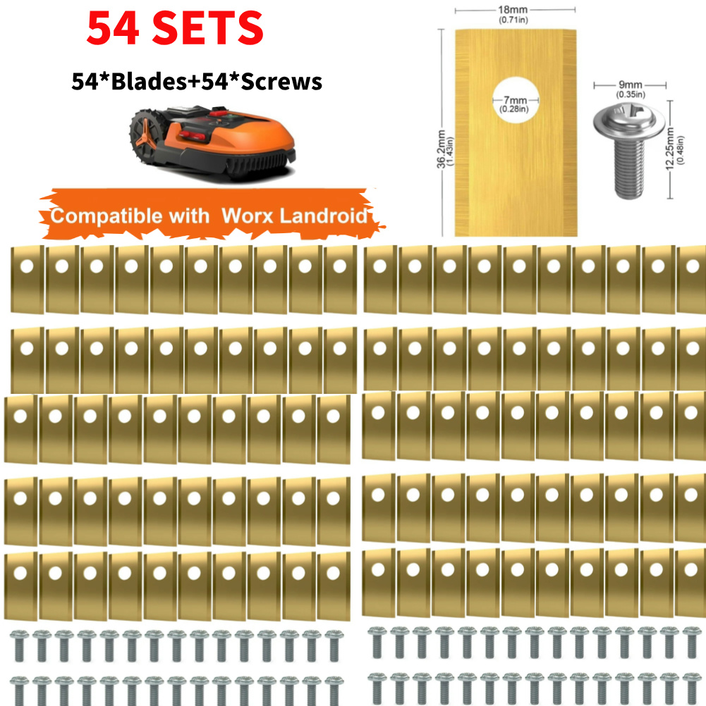 90set Lawn Mower Cutting Blade Set Stainless Steel Mower Cutter Blade Single Hole Lawn Mower Blade for Worx Landroid Lawn Mowers: Orange