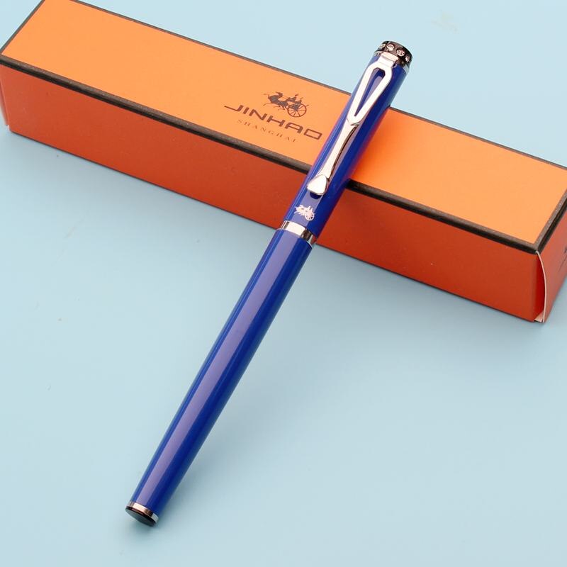 Jinhao 301 Glad Zwart Wit Extra Fine Nib 0.38 Vulpen Luxe Metalen Inkt Pennen Voor Kantoorbenodigdheden Schrijven briefpapier: Dark Blue / Medium Nib 0.5