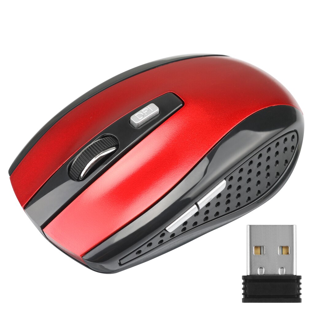 Souris professionnelle DPI 2.4GHz souris sans fil 6 boutons souris de jeu souris sans fil Gamer avec récepteur USB pour ordinateur portable: red