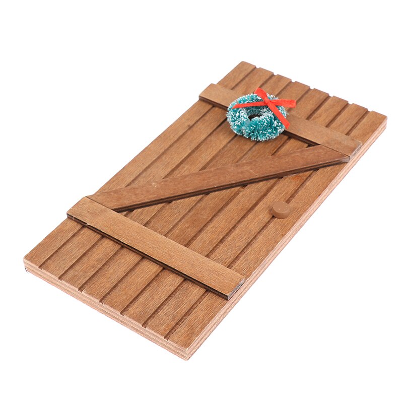 Poppenhuis Houten Deur Met Kerstkrans Externe Deur Poppenhuis Miniatuur Hout 1/12 Schaal Houseworks Diy Accessoires