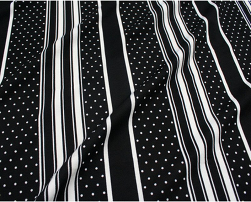 Halv meter sort stribe elastisk chiffonstof til kjole bukser skjorte pigetøj ikke gennemsigtig  t885