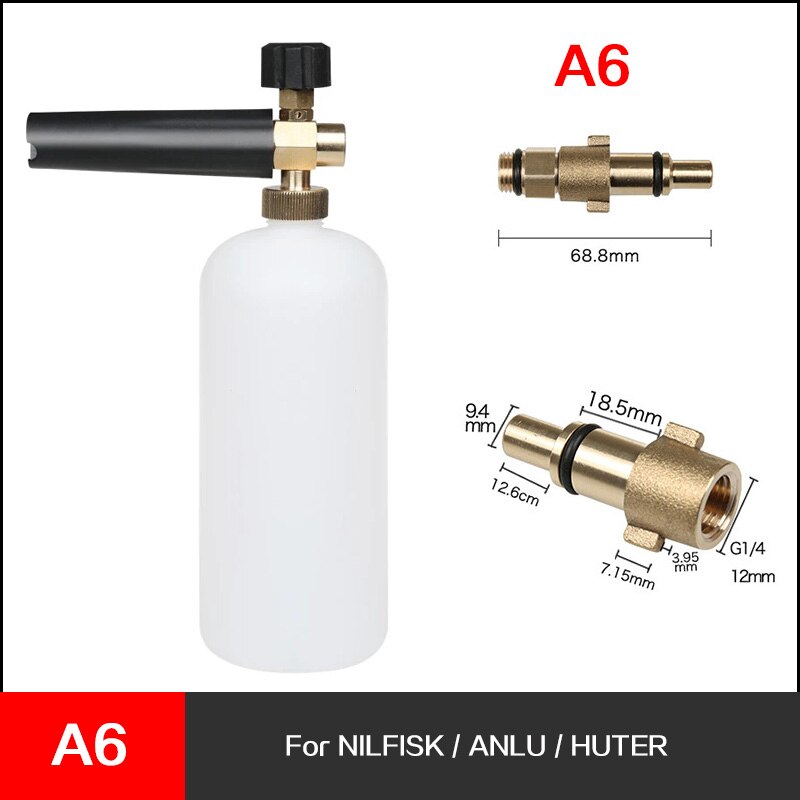 Générateur de mousse pour karcher avec différents types adaptateurs de filetage mâle buse de mousse de neige pistolet savon moussant voiture huter générateur de mousse: Rouge