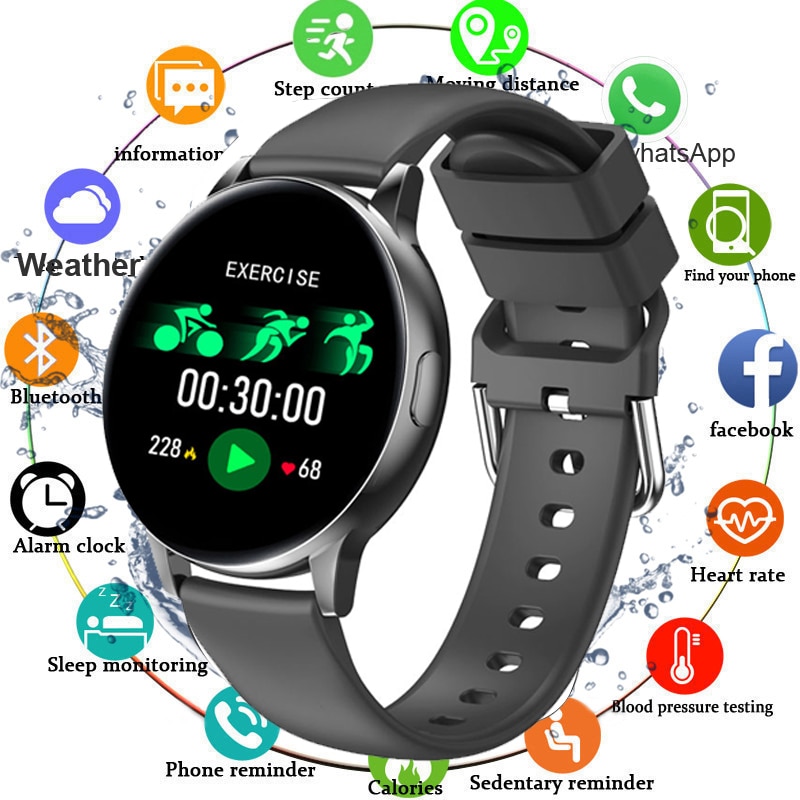Smartwatch Men Women - Full Touch Heart Rate Blood Pressure Monitor - Fitness Tracker for Android iOS