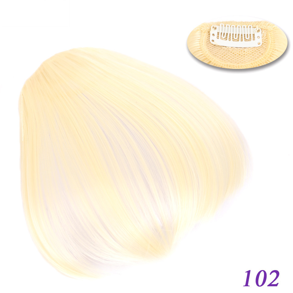 Flequillo romo sintético liso Natural LM, fibra de alta temperatura, marrón, flequillo completo con Clip para mujer con flecos de pelo de 6 pulgadas: T1B / 33