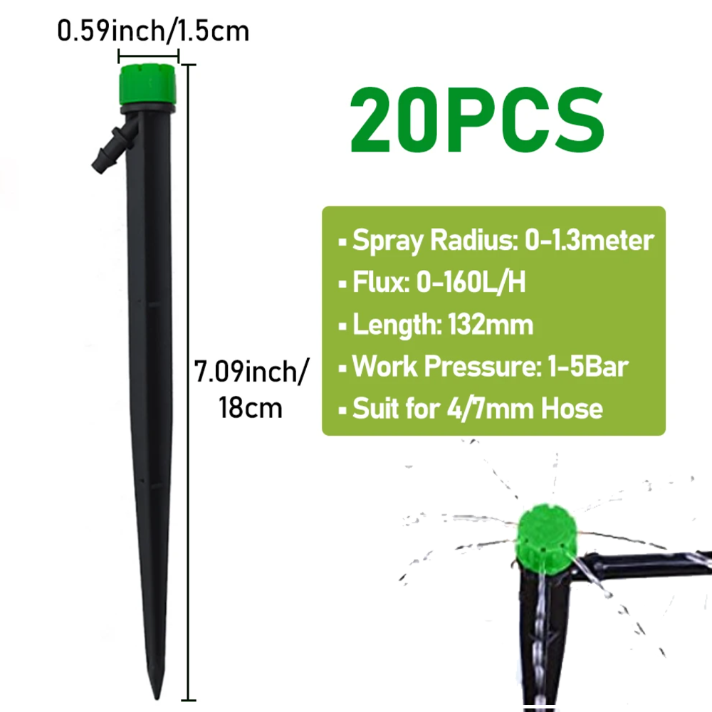 Irrigation Dripper Drip Emitters Micro Spray Adjustable 360 Degree Garden Water Flow Irrigation Drippers for 4/7mm Watering Kits: Lavender