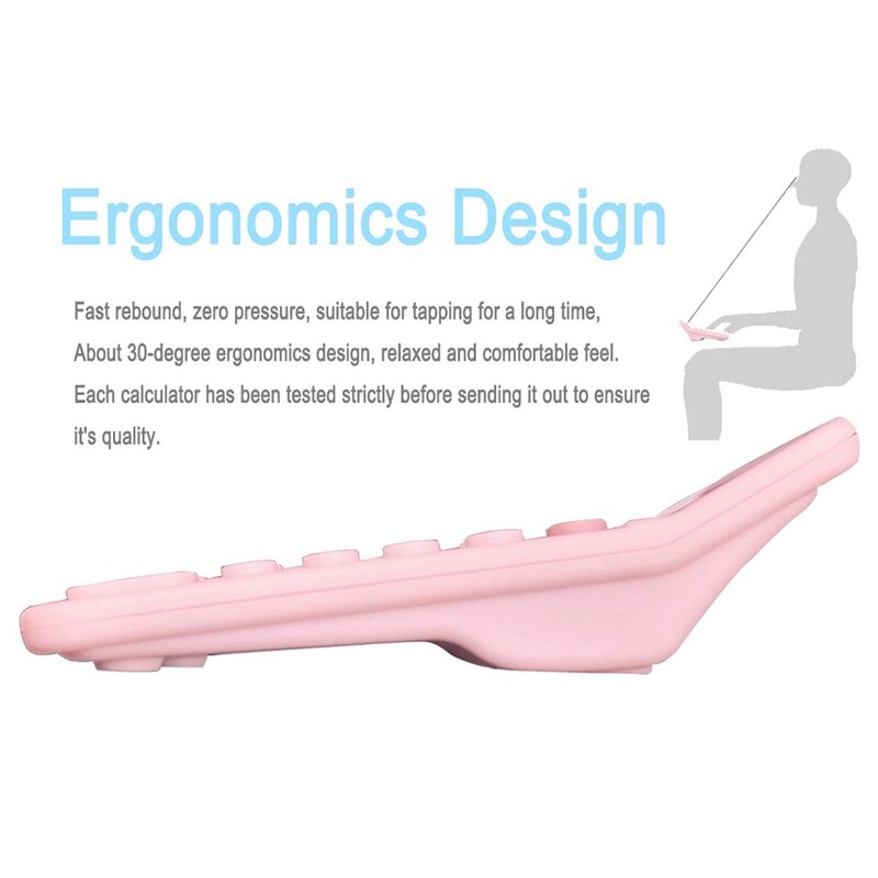 Calculators, 12-Digit Dual Power Handheld Desktop Calculator With Large LCD Display Big Sensitive Button Pink