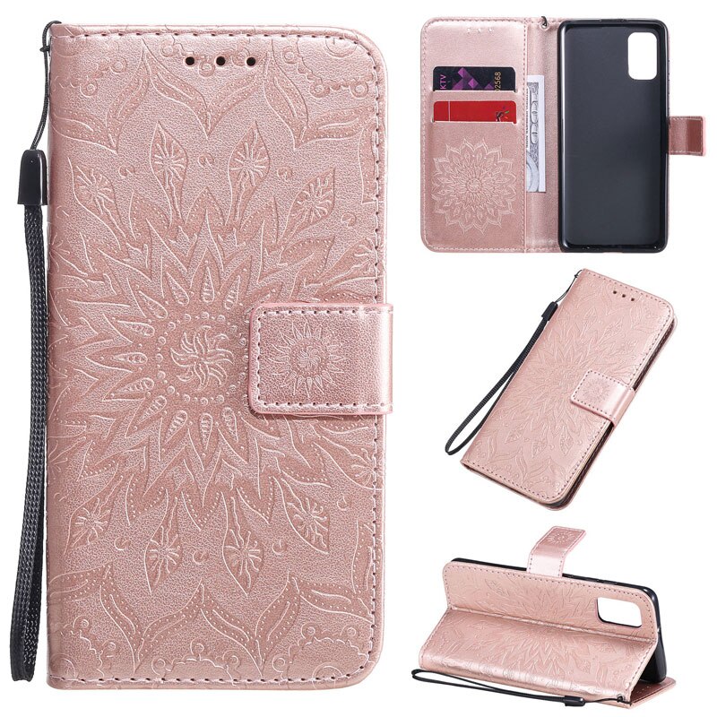 Telefoon Case Voor Honor 9S Cover Met Landyard Kaartsleuven Portemonnee Stijl Honor 9S Lederen Telefoon Cover 3D patroon Bloem Retro Cases: Rose Gold Case