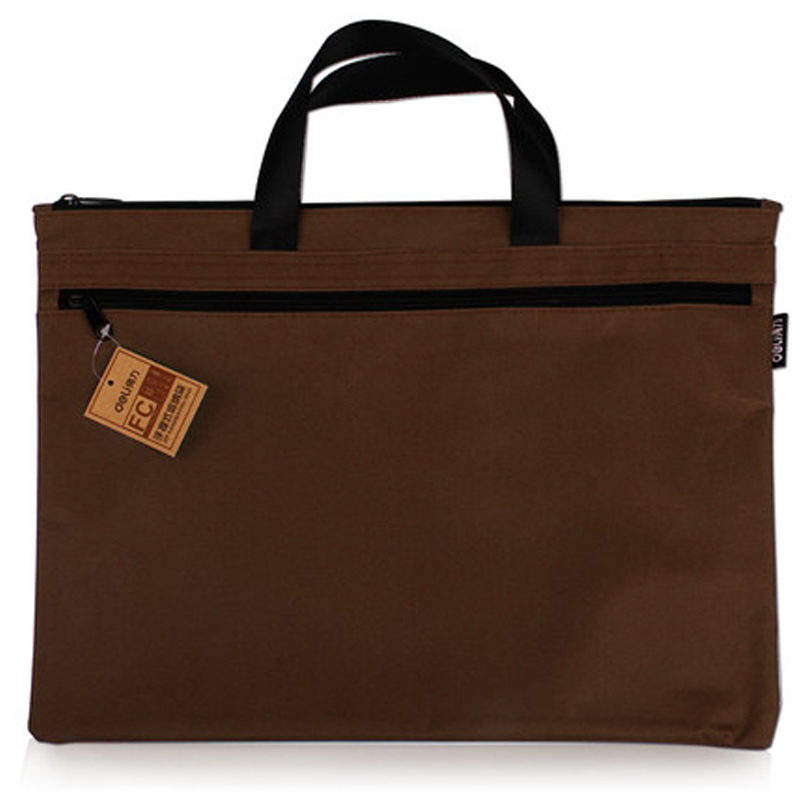 Deli 1pcs portable file bag A4 data storage bag zipper briefcase canvas multi layer business bag file bag