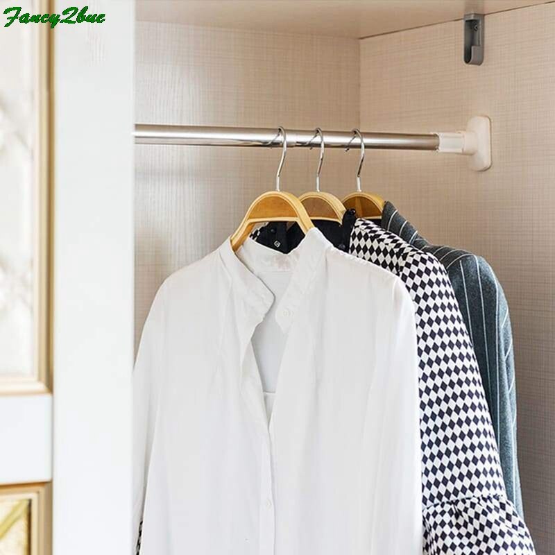 Extendable Telescopic Curtain Rod Rail Wardrobe Closet Clothes Towel Hanging Pole Bathroom Shower Clothes Hanger Towel Bar