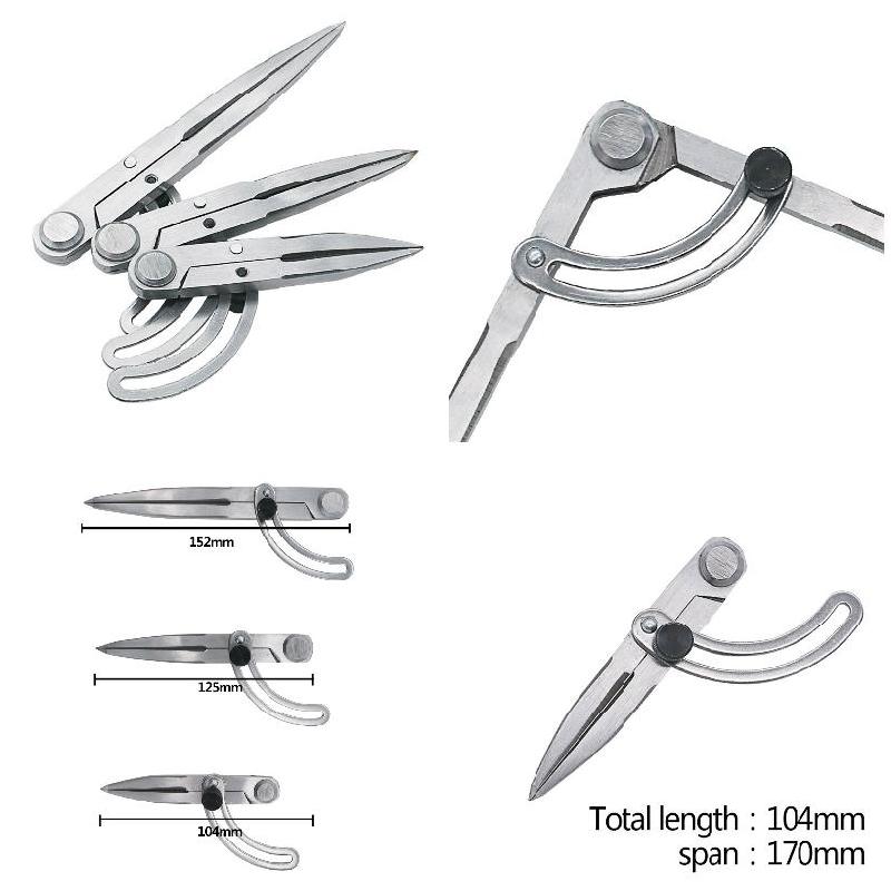 Compas d'espacement réglable, artisanat en cuir, outil rotatif, tracer bricolage bord Creaser point aile diviseur de ligne transversale compas A1