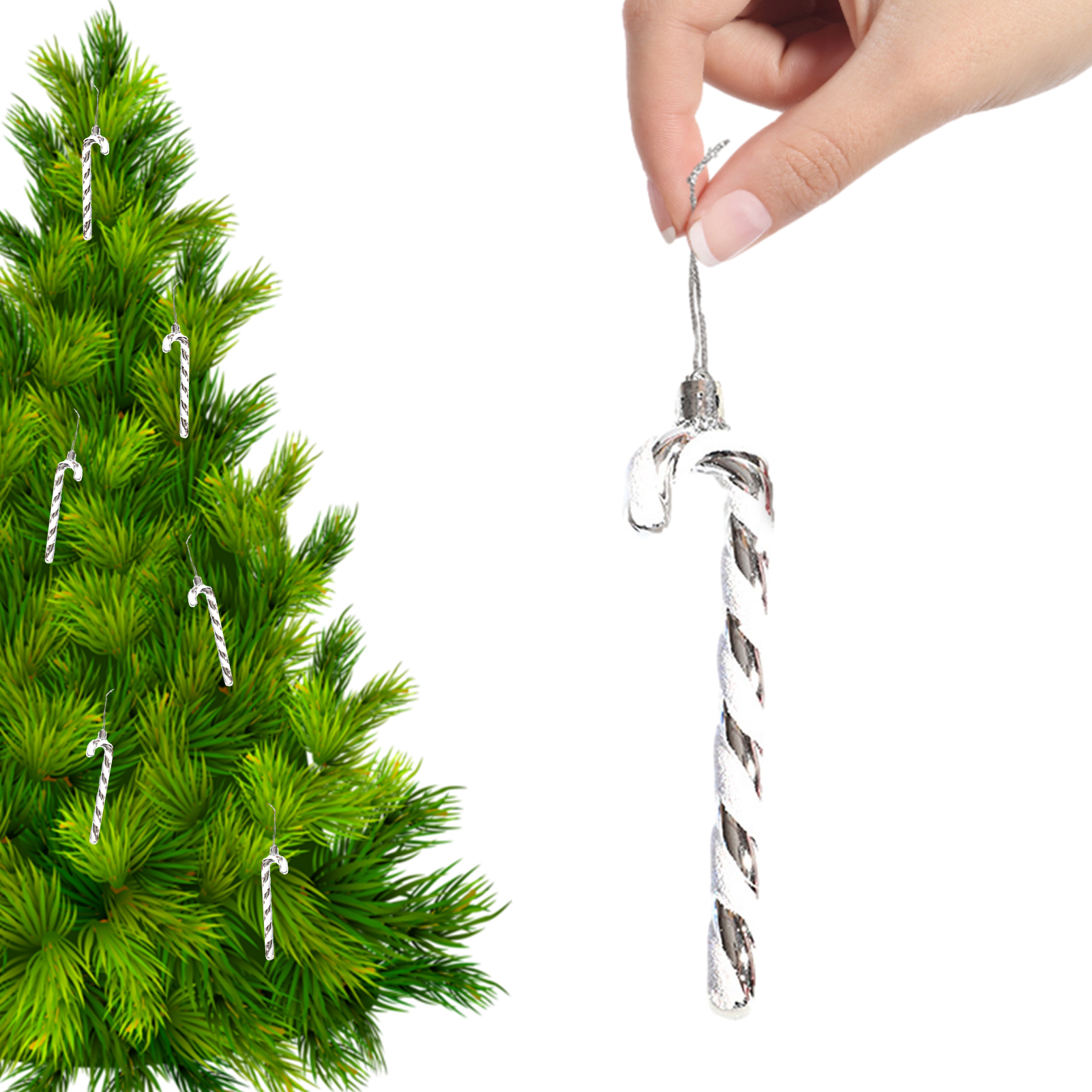 Decorazioni natalizie con bastoncino di zucchero 6 pezzi Albero di Natale con bastoncino di zucchero Ornamento da appendere Decorazioni natalizie per albero di Natale