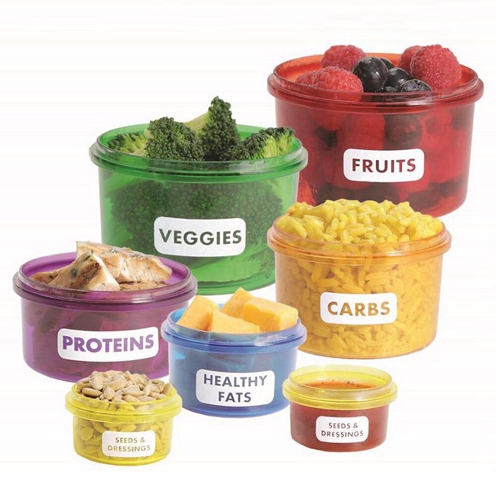 7pcs/set Perfect Portions Portion Lunch Cute Box Control Containers Food Storage-easy Way To Lose Weight Using Portion