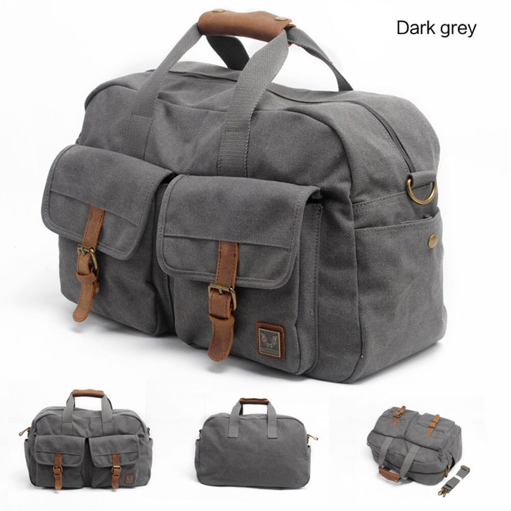 Lukegear Overnight Weekend Bags Canvas Sturdy Duffle Packs Green Grey Khaki Colors