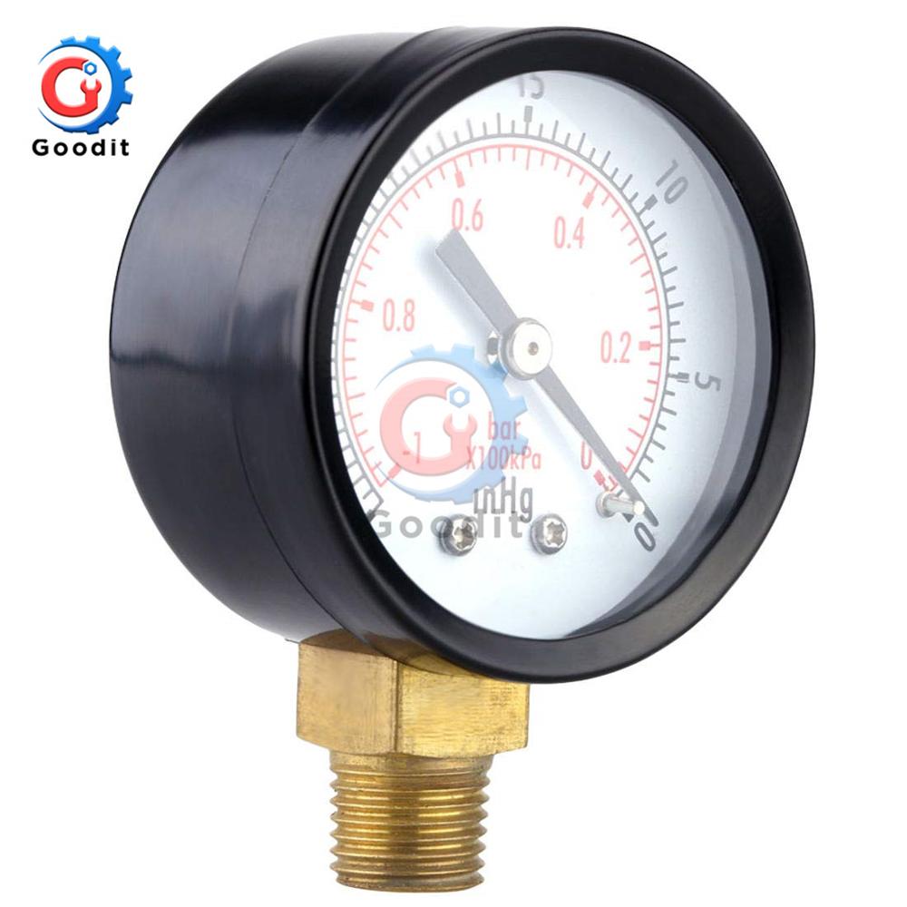 Bærbar måleur med dobbelt skala 1/4 " 1/8 " npt  -30hg/0ps vakuumtrykmåler manometer urskive display trykmåler