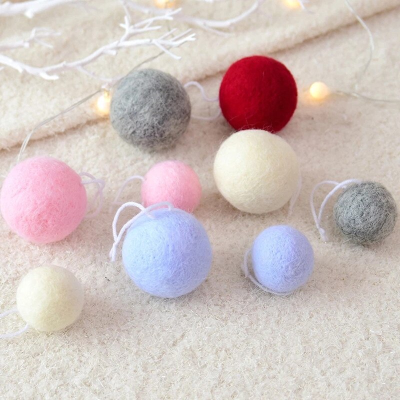 4CM 3 pz/lotto lana feltro palle rotonde lana feltro palle con corda Pom Poms colori misti artigianato materiali
